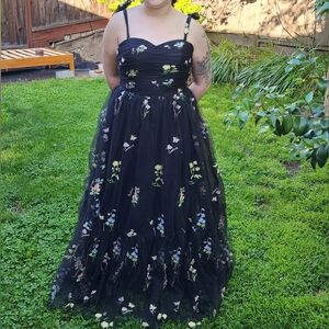 Floor-length Gown / Prom Dress / Formal Floral Tulle Dress / Long Flower Dress